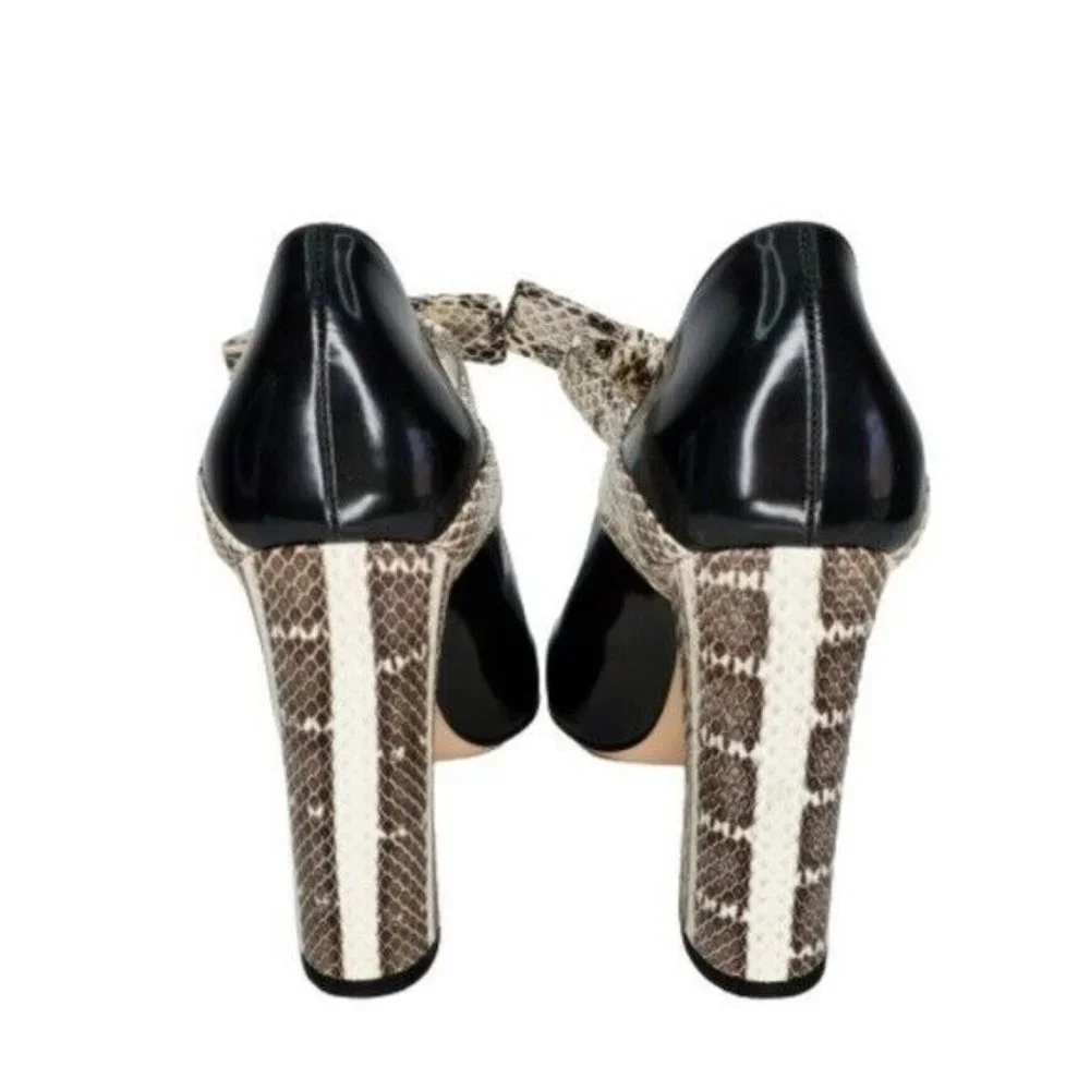 Gucci Tricolor Leather Snakeskin Nimue Mary Jane Pumps Heels. EU 38 (US 8) - Picture 4 of 9
